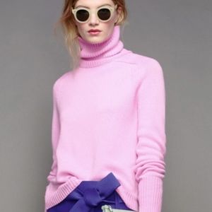 J. Crew Cashmere Magenta Turtleneck Sweater